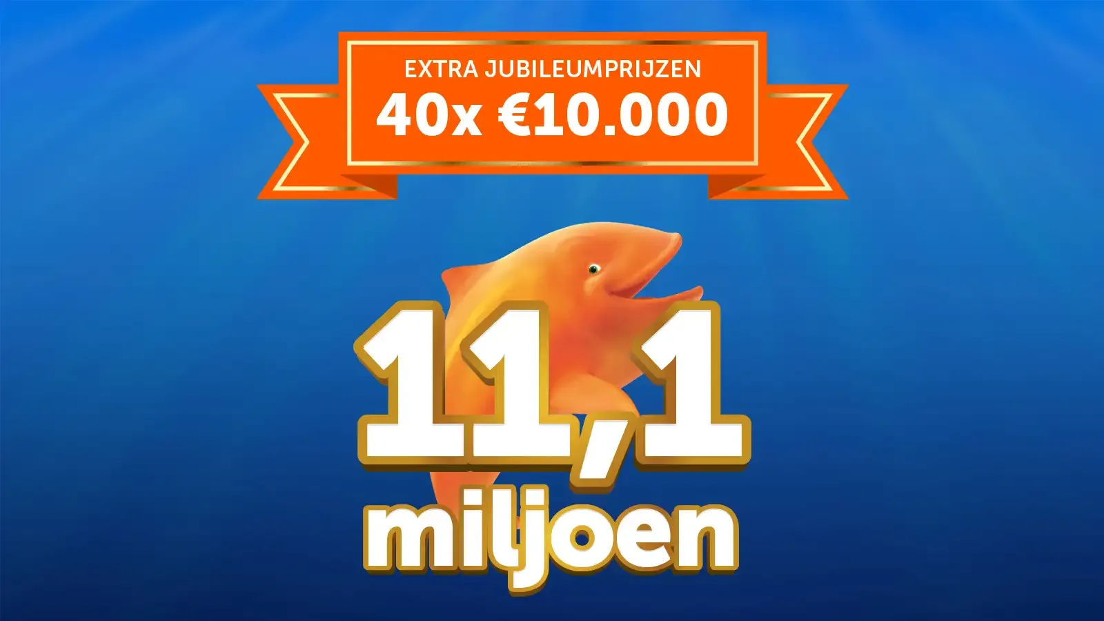 Aankondiging van 40 extra jubileumprijzen van €10.000 met een jackpot van 11,1 miljoen.