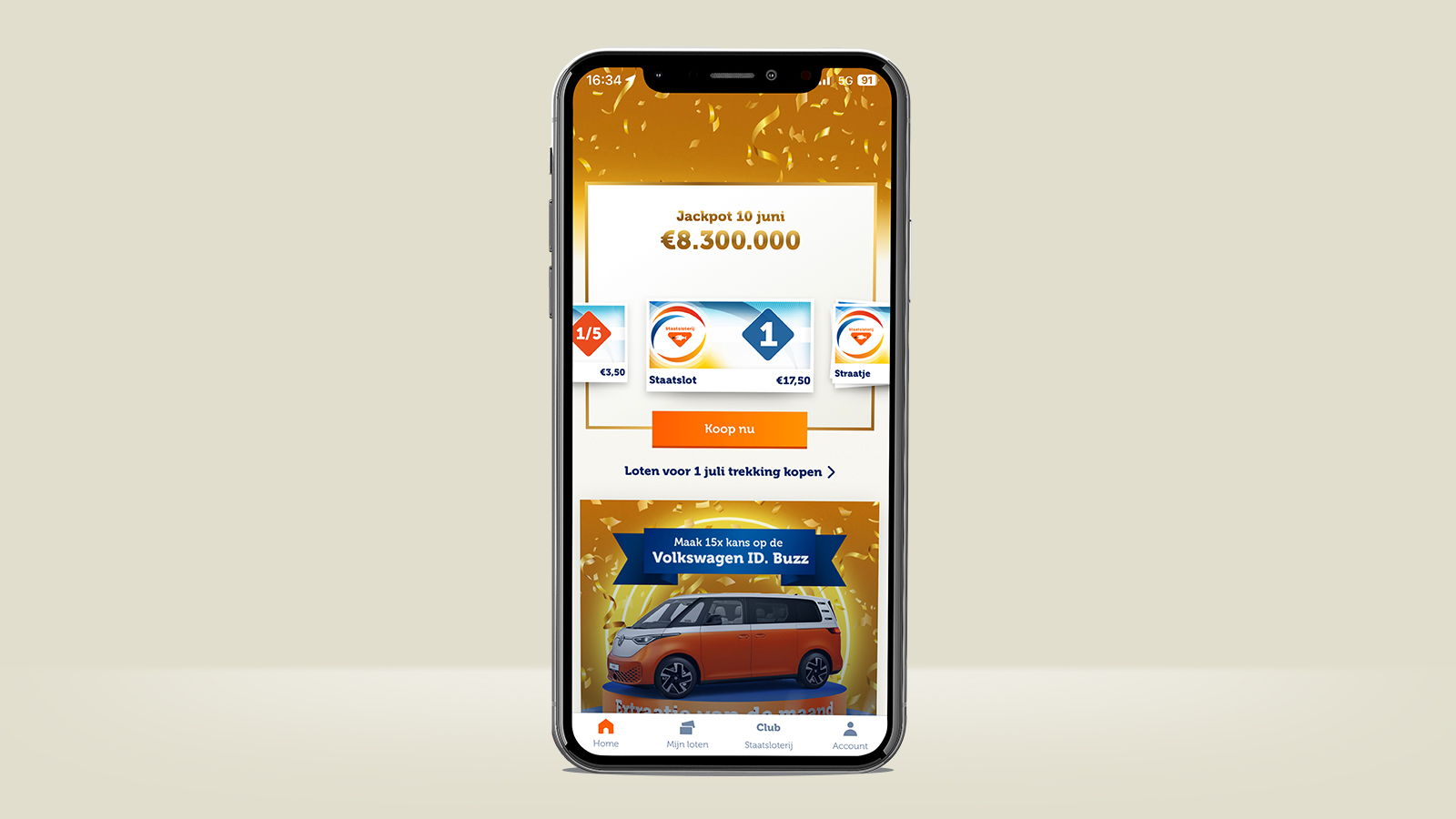 Download de Staatsloterij app voor iOS of Android!