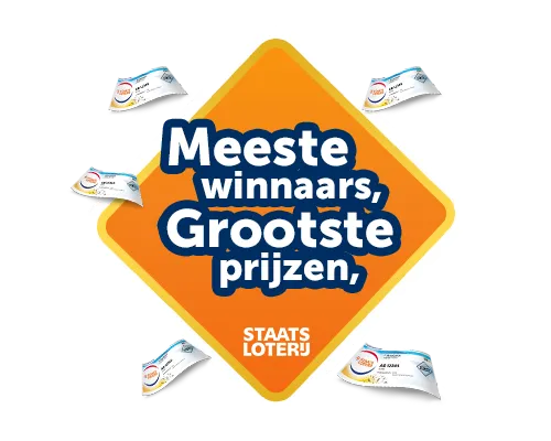 Logo van Staatsloterij met tekst 'Meeste winnaars, Grootste prijzen'