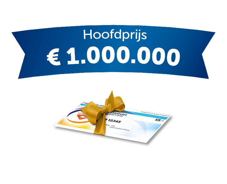 Hoofdprijs van €1.000.000 met een Staatslot met een gouden strik erop
