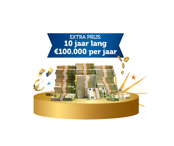 Extra prijs van €100.000 per jaar voor 10 jaar lang met een stapel geld