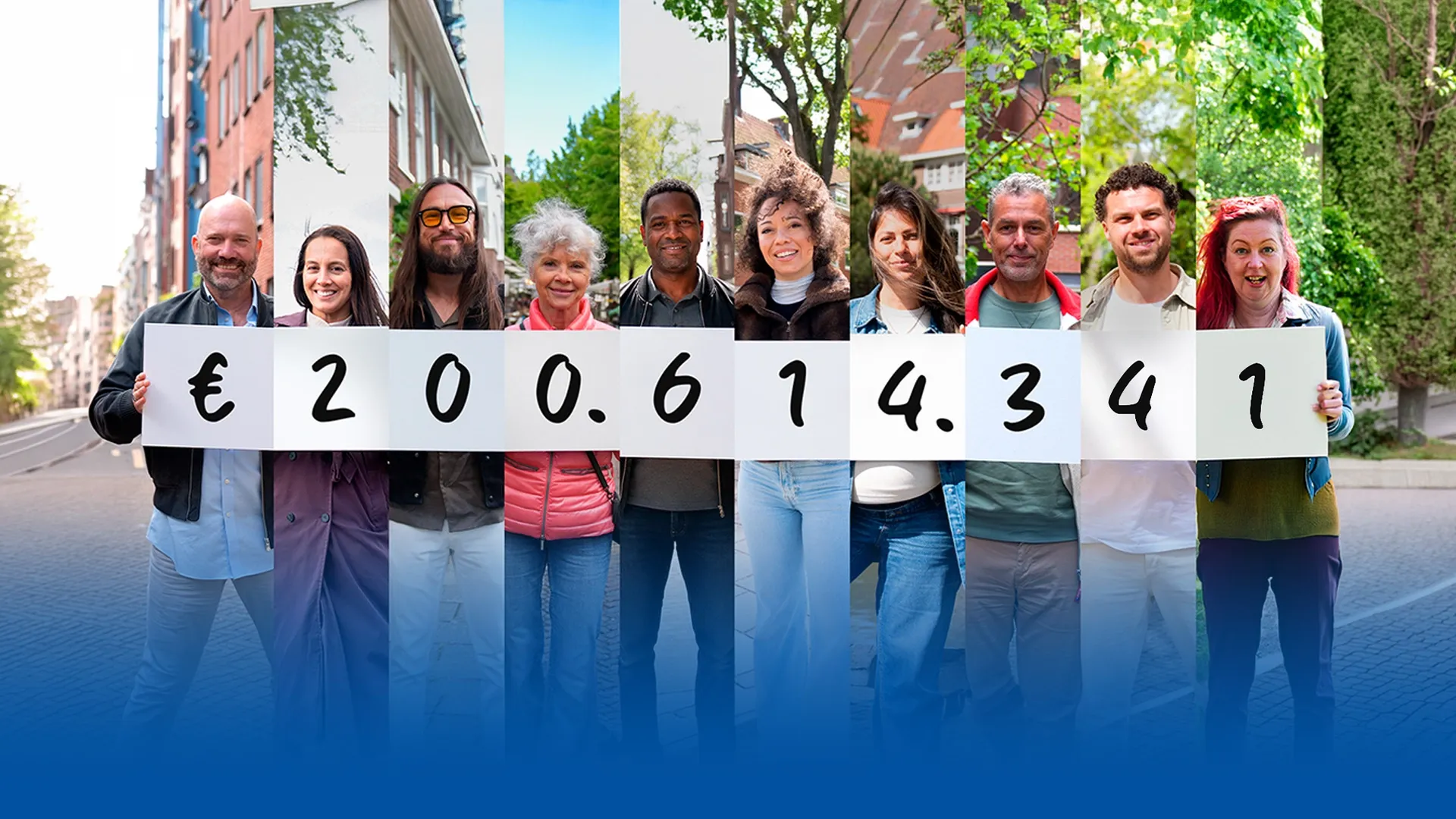 Groep mensen houdt groot bedrag van €200.614,34 omhoog