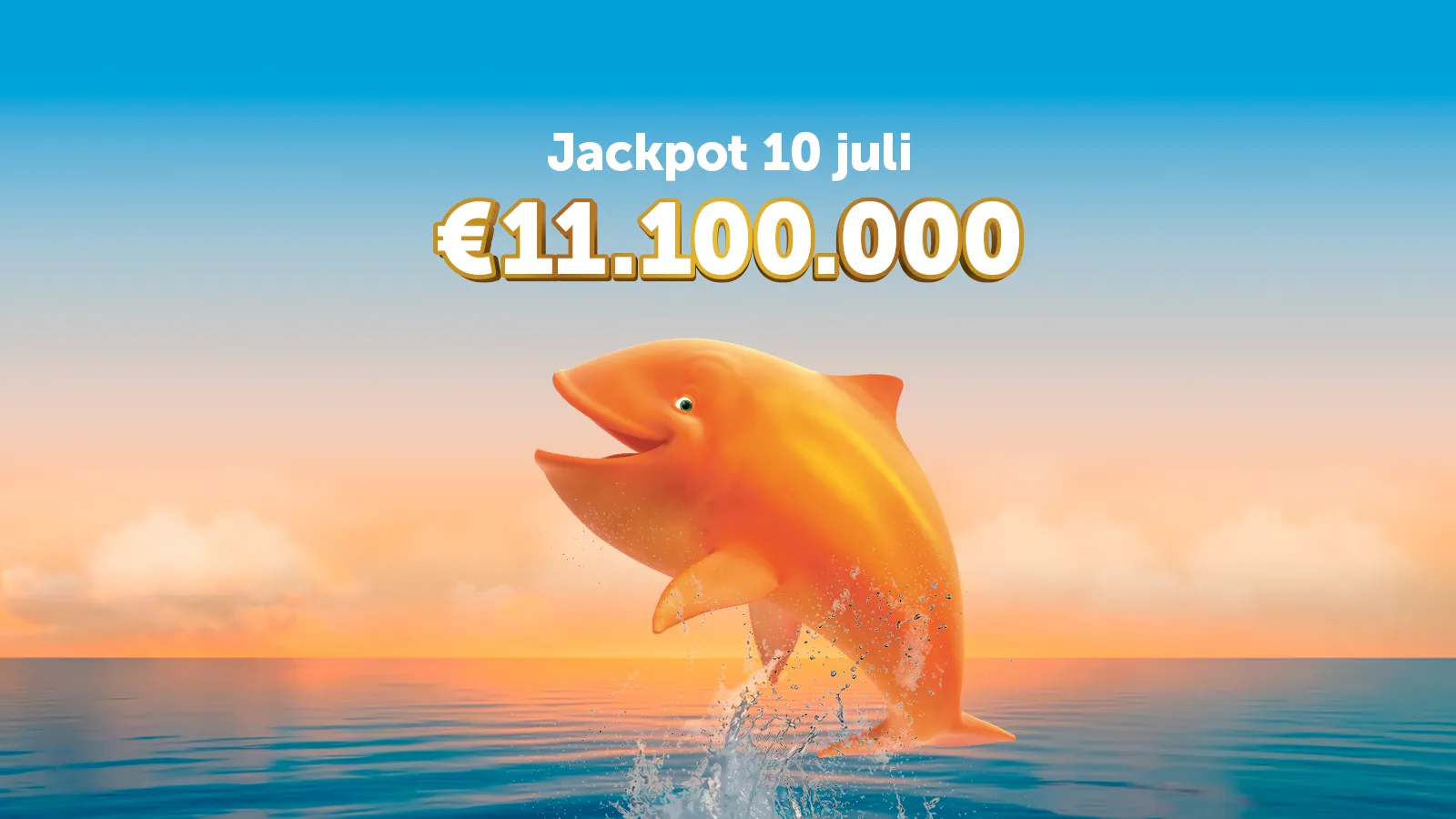 Een oranje vis springt uit het water 