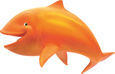Een vrolijke oranje dolfijn