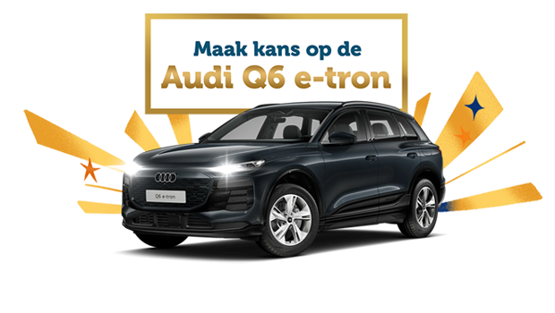 Audi Q6 e-tron met tekst Maak kans op