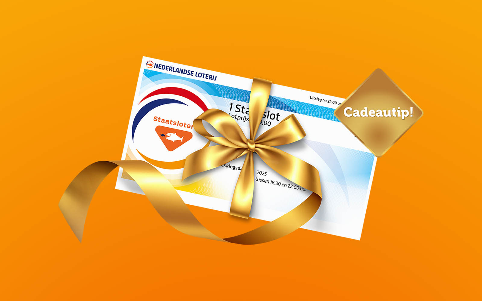 Cadeautip voor 1 Staatslot met een gouden strik
