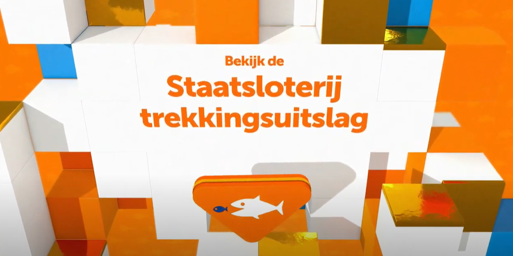 Beeld met tekst 'Bekijk de Staatsloterij trekkinguitslag' op een kleurrijke achtergrond.